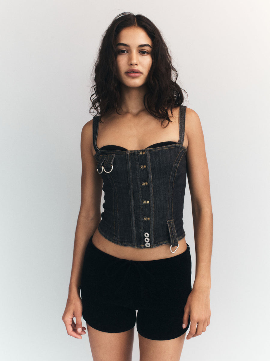 Romy Corset Top  Washed Black – With Jéan
