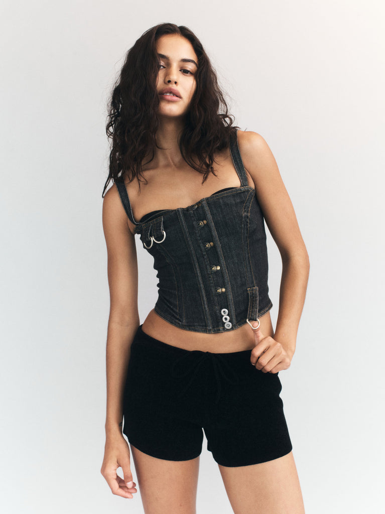 Romy Corset Top | Washed Black