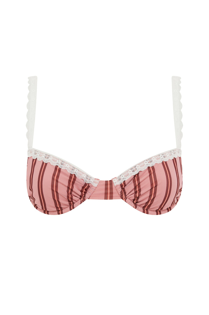 Jeanie Bikini Top | Pink Stripe