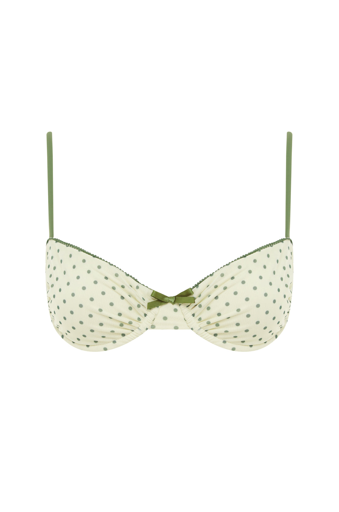 Jeanie Bikini Top | Green Polka Dot