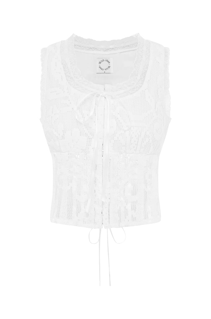 Lynell Lace Corset Top White