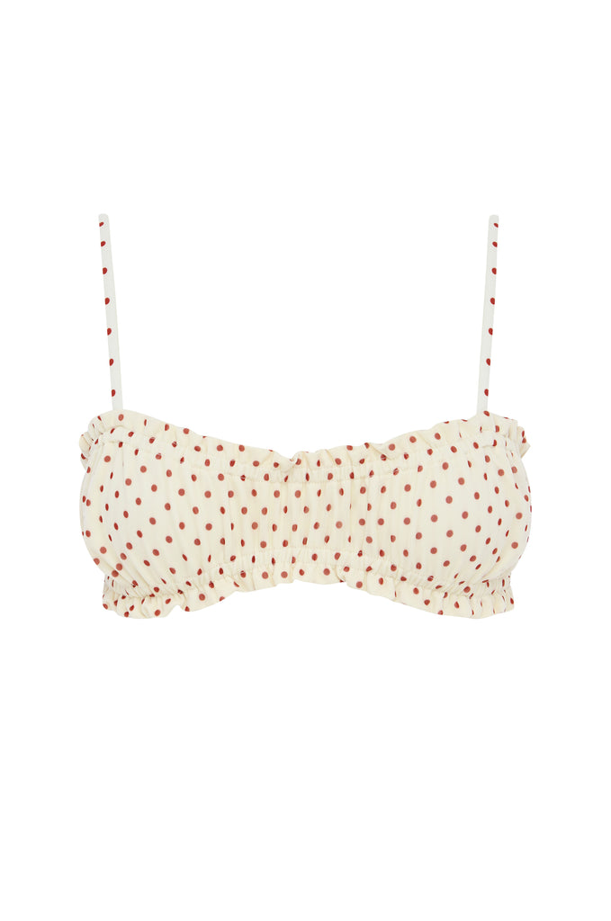 Lottie Bikini Top | Cream Polka Dot