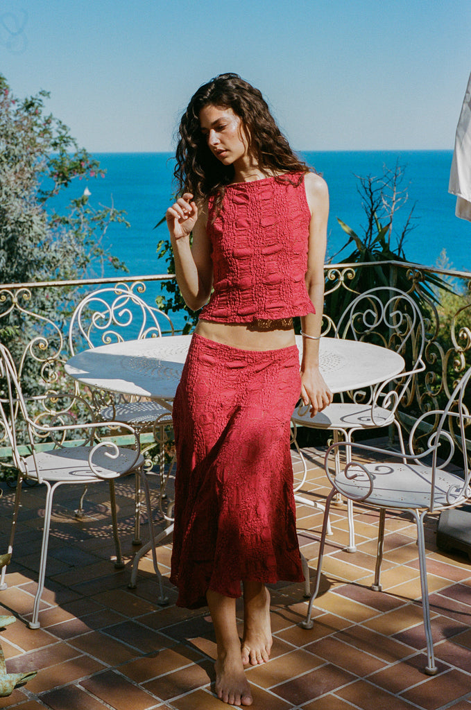Maeve Midi Skirt | Red