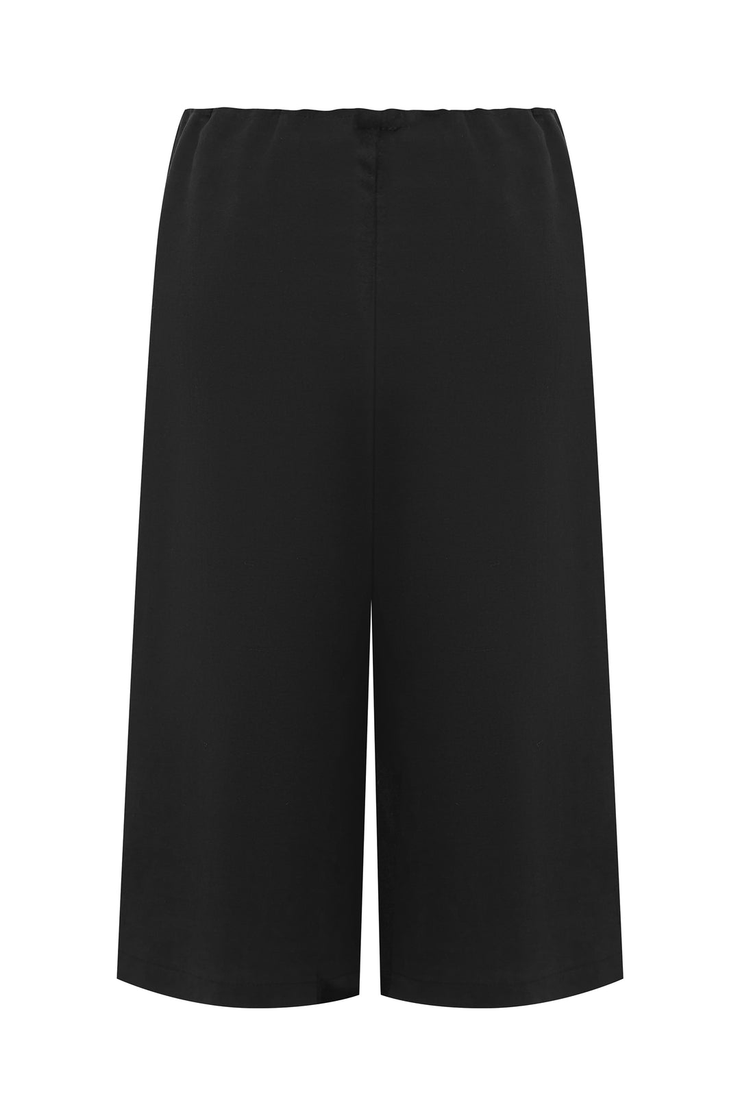 Black Arden capri pants featuring a relaxed, wide-leg fit and a comfortable elasticized low-rise waistband.