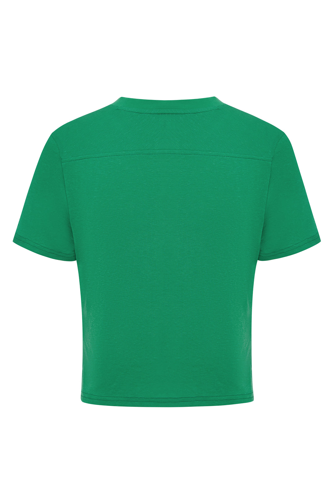 Emerald green Ellie Tee, a relaxed fit short-sleeve t-shirt with a round neckline, shown from the back.