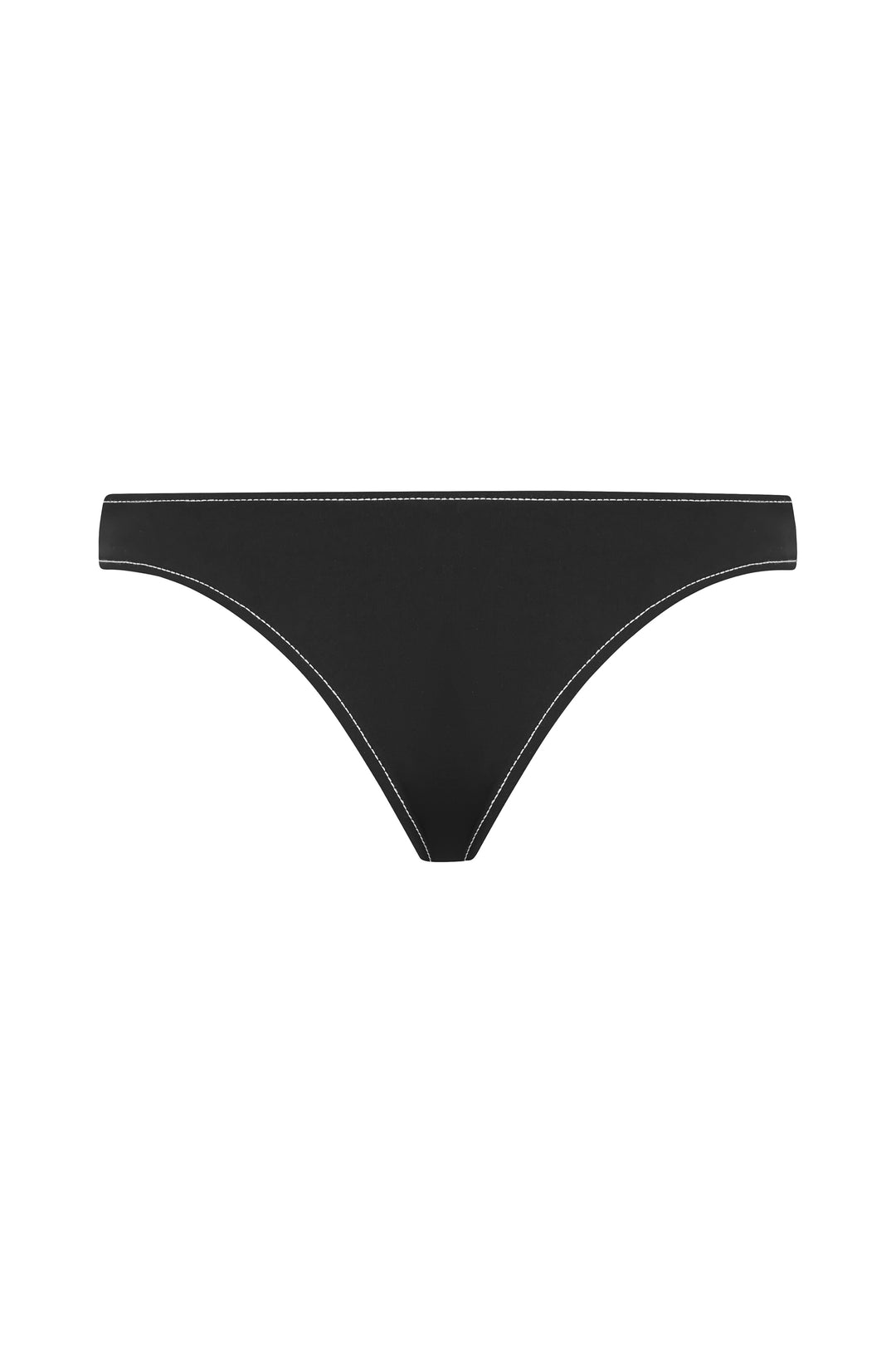 Black Jade bikini bottom with white contrast stitching.