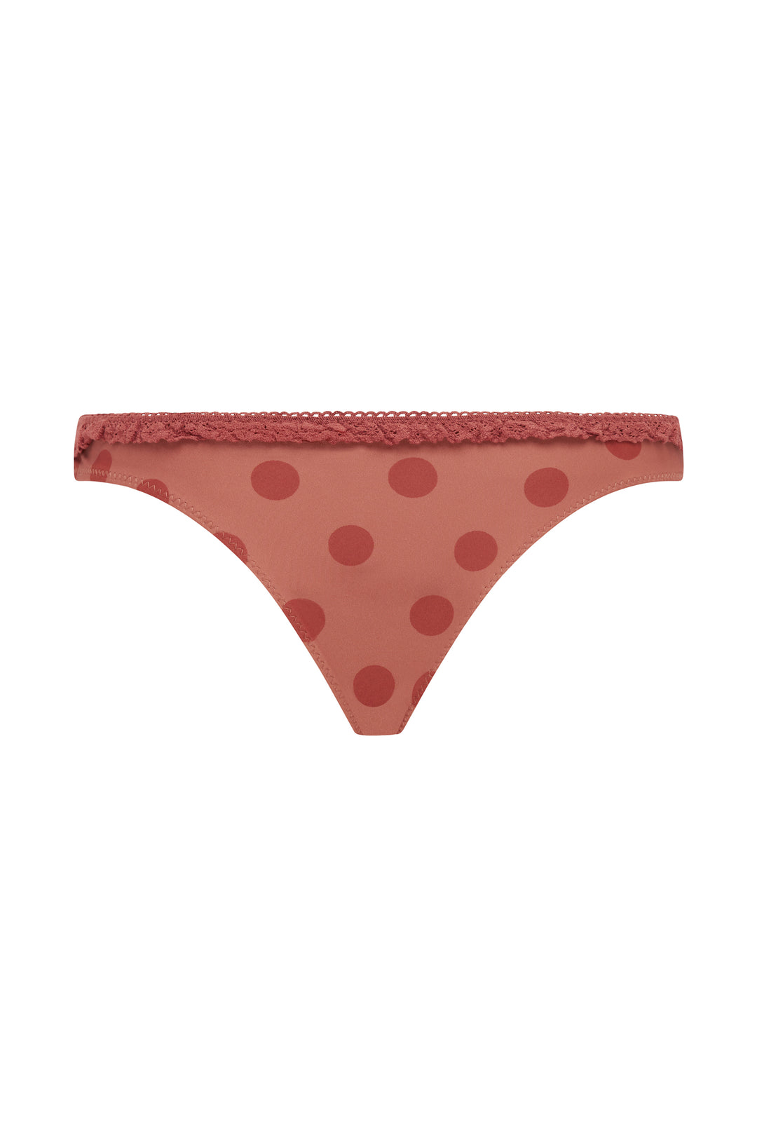 Red Big Dot Jeanie Bikini Bottom with ruffle trim and contrast bow detailing.