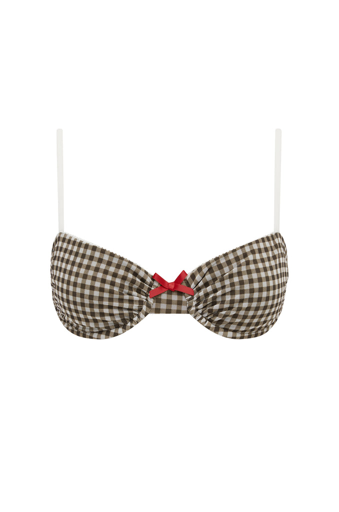 Jeanie Bikini Top | Brown Gingham