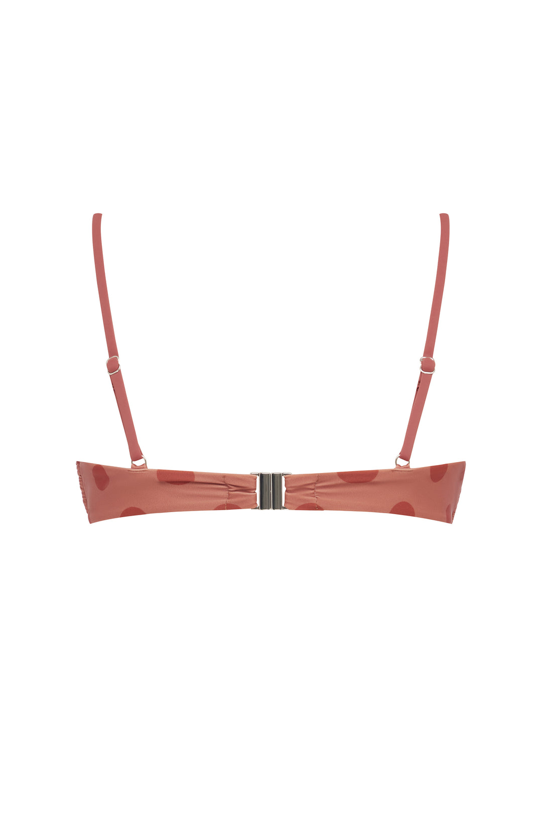 Red Big Dot Jeanie Bikini Top, underwire balconette with ruffle trim and contrast bow.