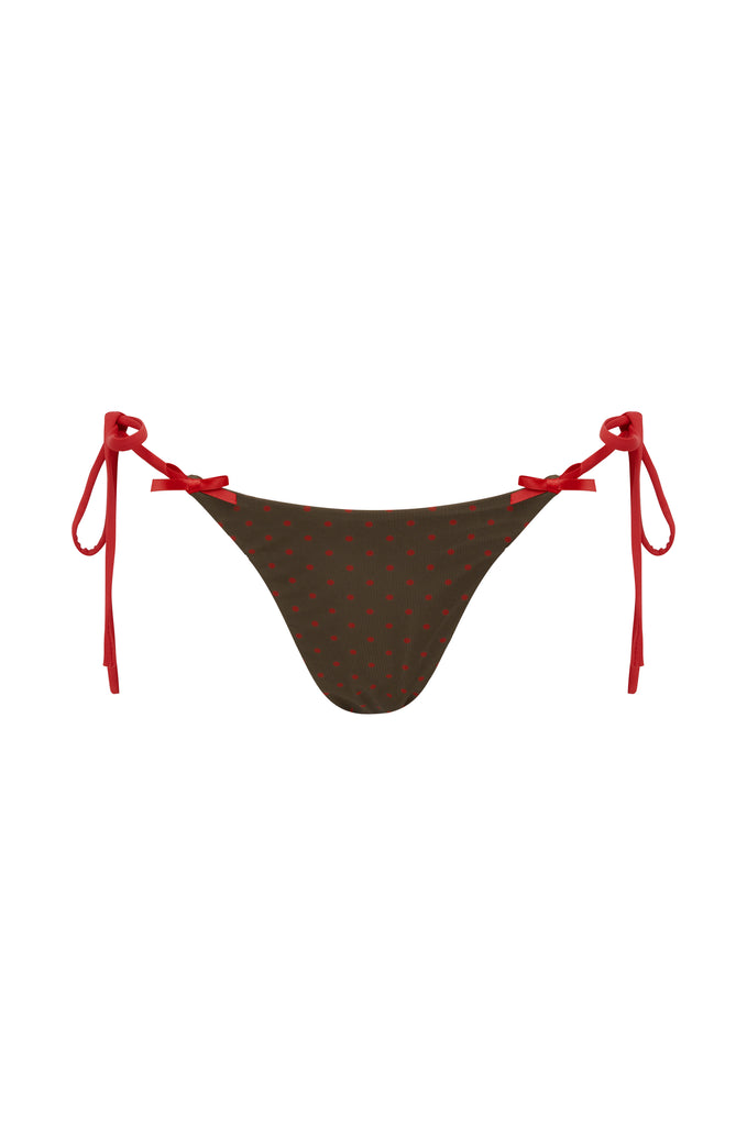 Juni Bikini Bottom | Brown / Red Polka Dot