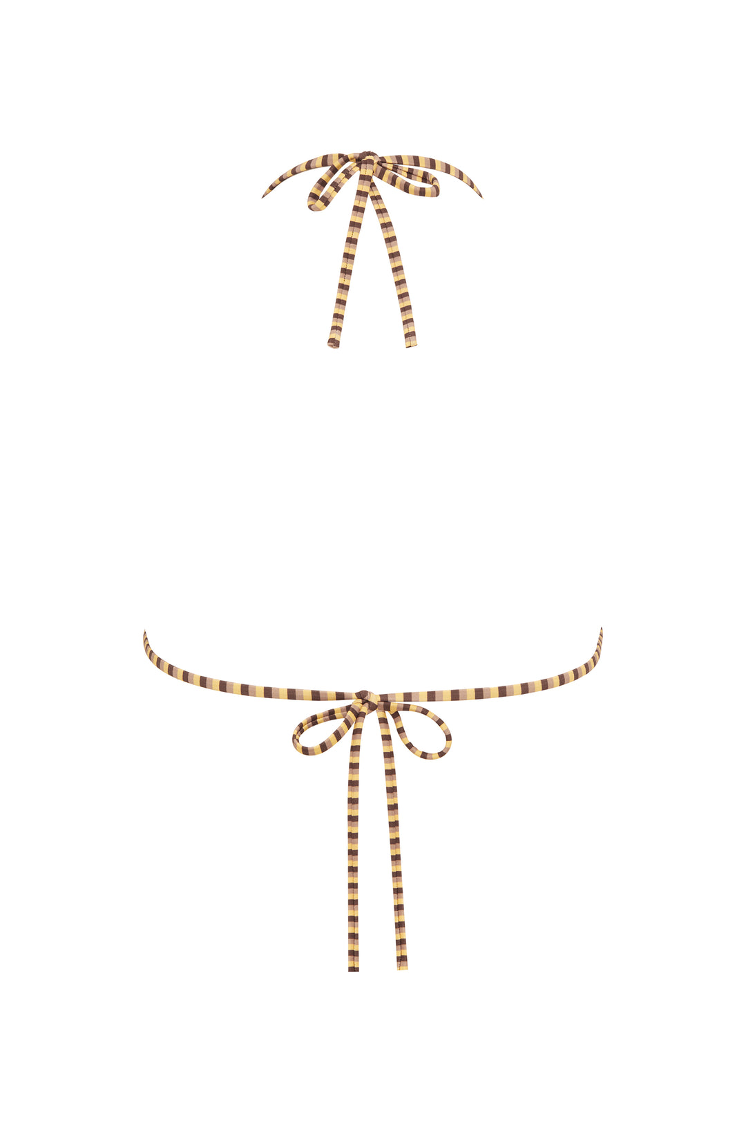 Juni Bikini Top in Amber Stripe, a triangle top with adjustable ties and contrast binding.