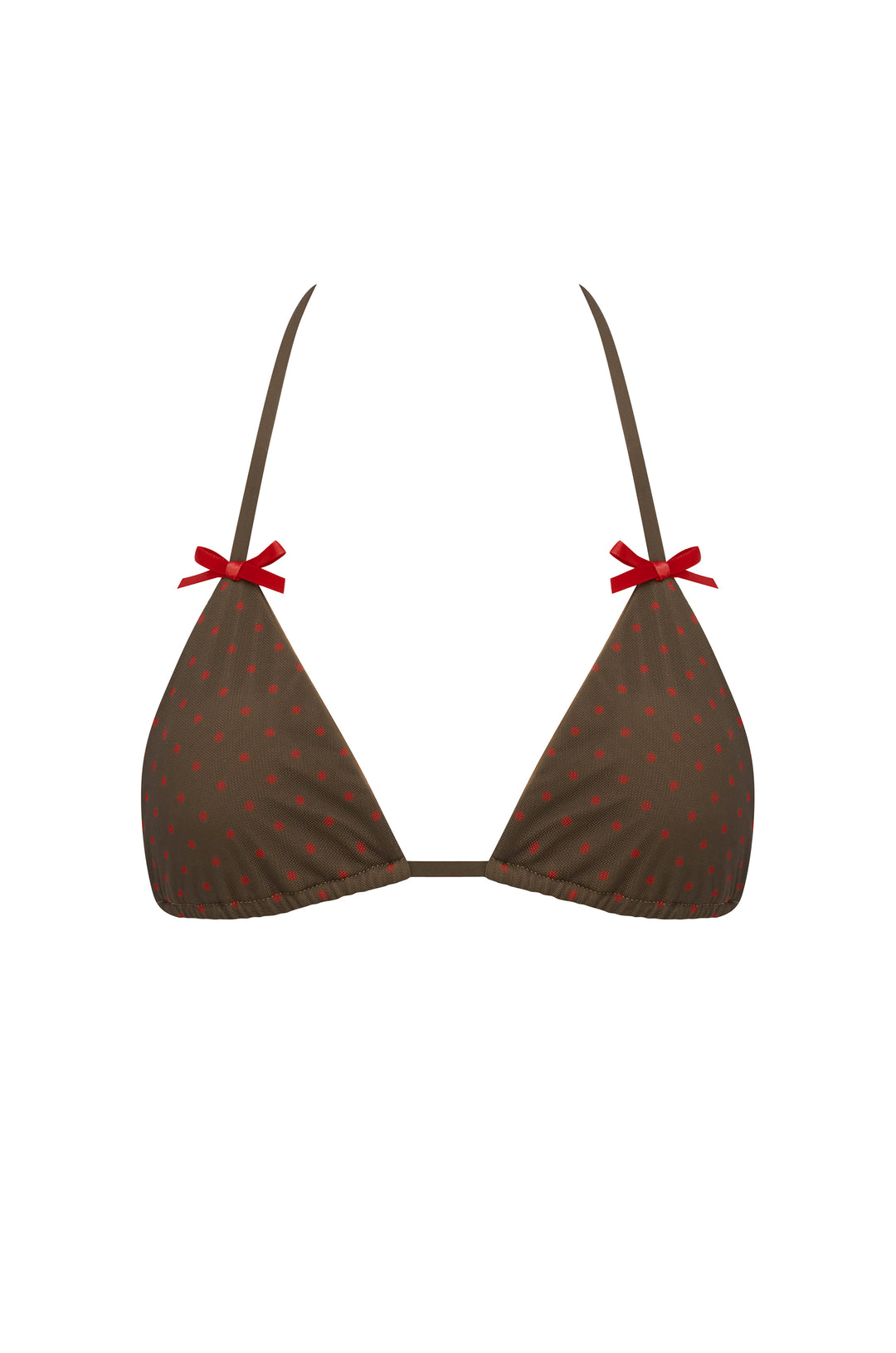 Juni Bikini Top | Brown / Red Polka Dot