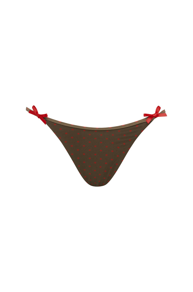 Lola Bikini Bottom | Brown / Red Polka Dot