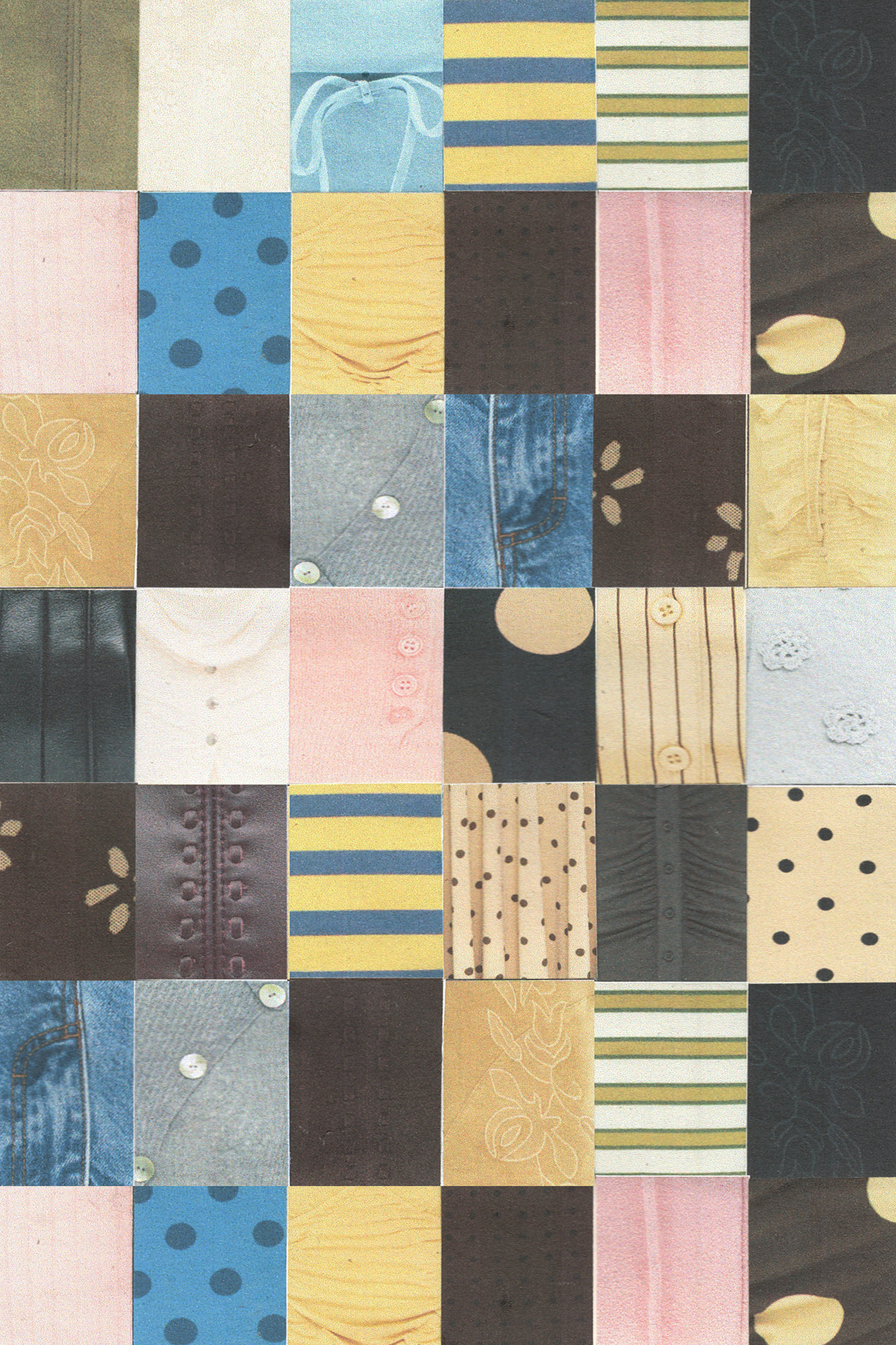 Patterned fabric swatches arranged in a grid.