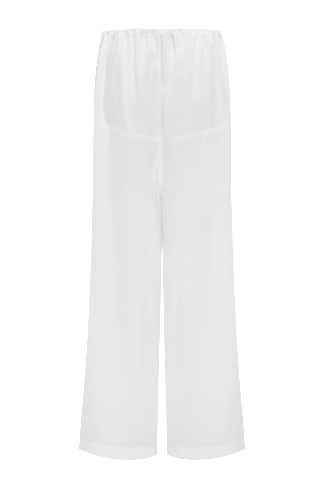Norah loose-fit white pants with a comfortable elasticated waistband and wide-leg silhouette.