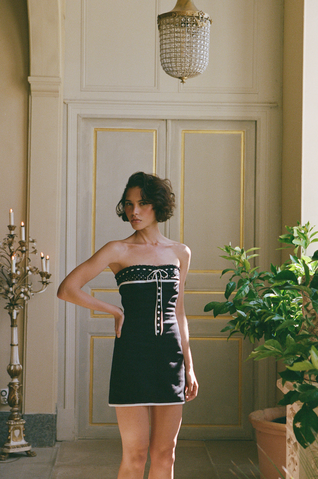 Sabrin Dress | Black Polka Dot