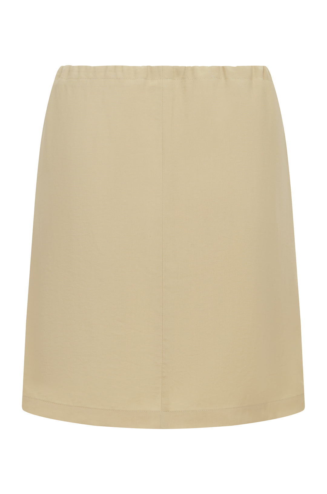 Beige low-rise Thea skirt with an adjustable drawstring waist and a clean, minimalist design.